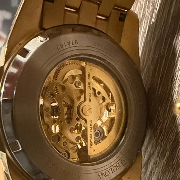 Bulova Gold Skeleton Dial Watch